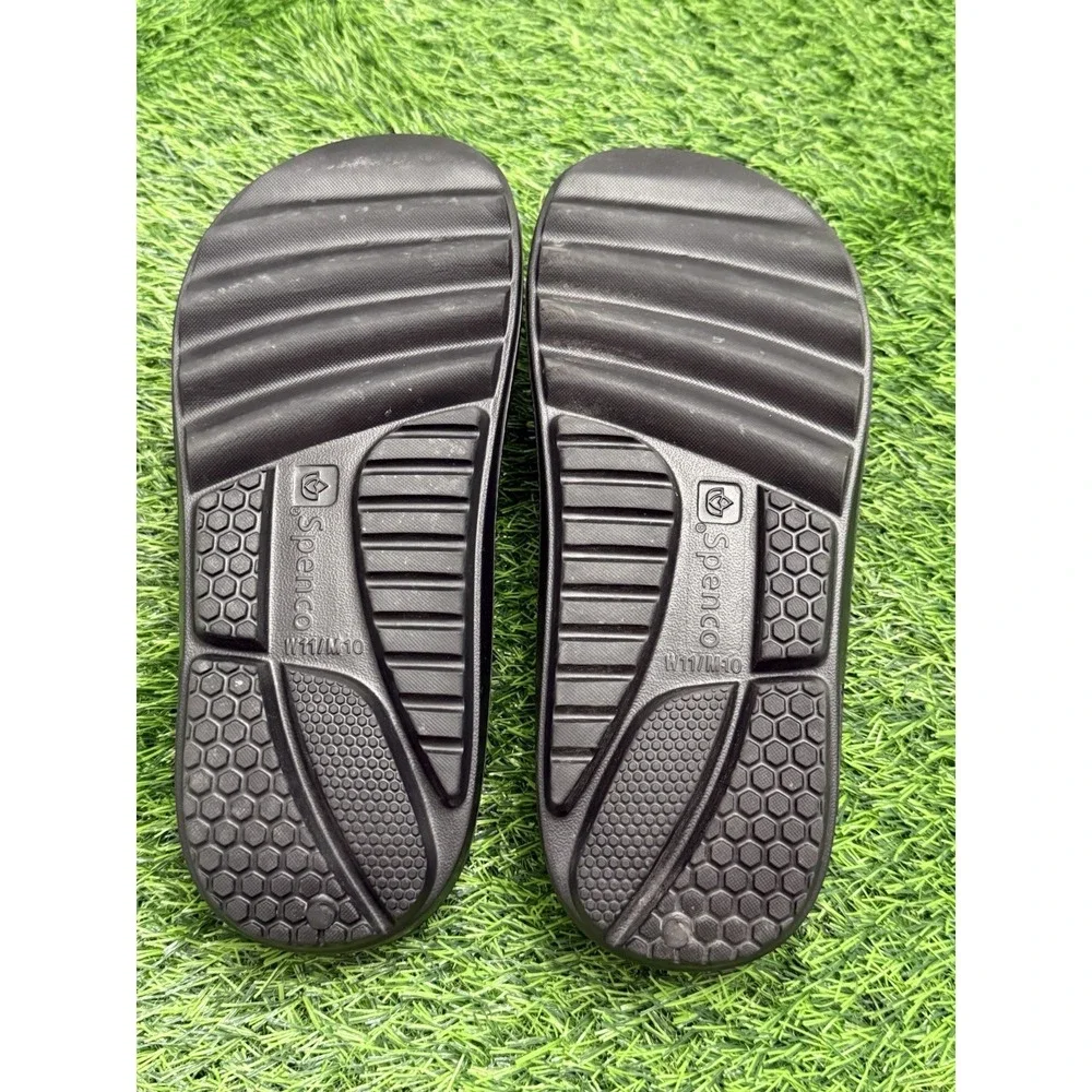 Spenco Fusion 2 Recovery Thong Sandals Comfort Glossy Black Men's 9 Women's 11